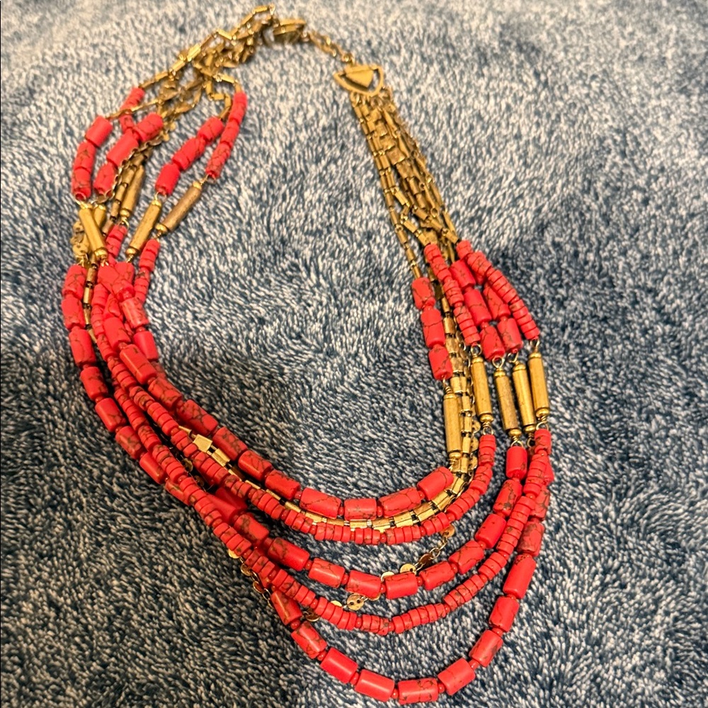 Elegant Red and Gold Beaded Necklace